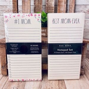 NWT Rae Dunn #1 MOM / BEST MOM EVER Yellow  pink 2 Pieces 140 Sheets Notepad Set